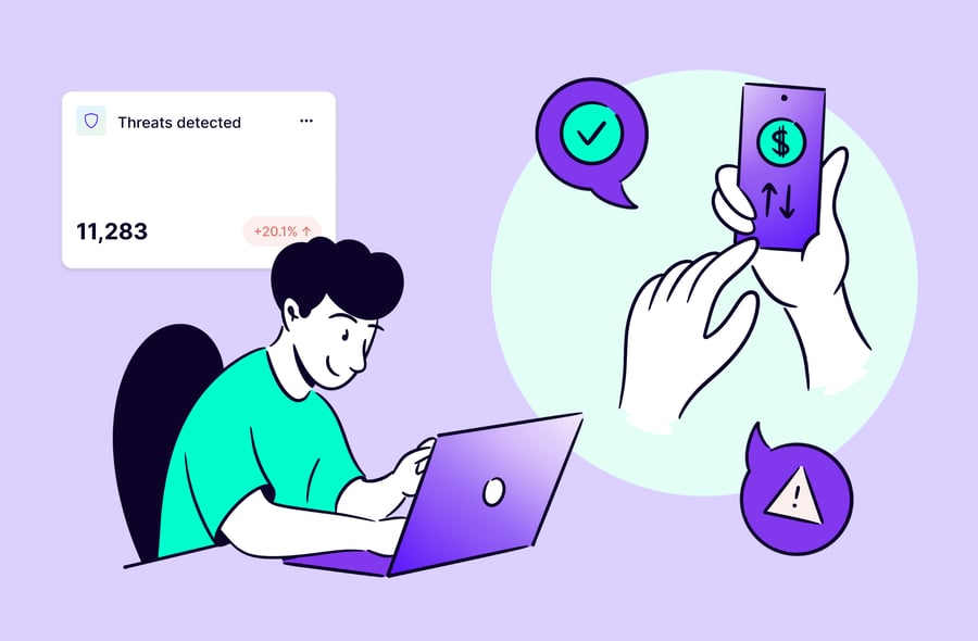 Illustration of a person conducting secure transactions